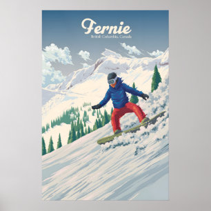 Fernie Canada Snowboarden Reisposter Poster