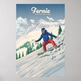 Fernie Canada Snowboarden Reisposter Poster