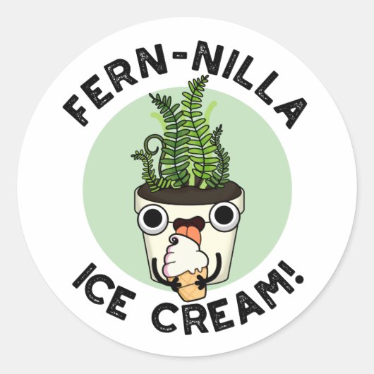 Fernilla Ice Cream Funny Ice Cream Plant Pun Ronde Sticker (Voorkant)