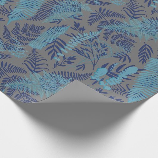 Ferns in Blue and Turquoise Wrapping Paper Cadeaupapier (Hoek)