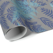 Ferns in Blue and Turquoise Wrapping Paper Cadeaupapier (Rol Hoek)