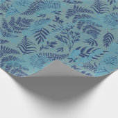 Ferns in Blue and Turquoise Wrapping Paper Cadeaupapier (Hoek)