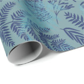 Ferns in Blue and Turquoise Wrapping Paper Cadeaupapier (Rol Hoek)