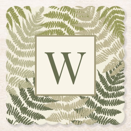 Ferns Pattern Custom Monogram  Kartonnen Onderzetters (Voorkant)