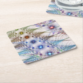 Ferns'N Flowers Abstract Vierkante Kartonnen Onderzetter