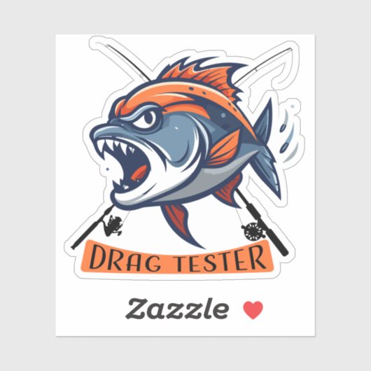 Ferocious Fish Illustration "Drag Tester" Sticker (Vel)
