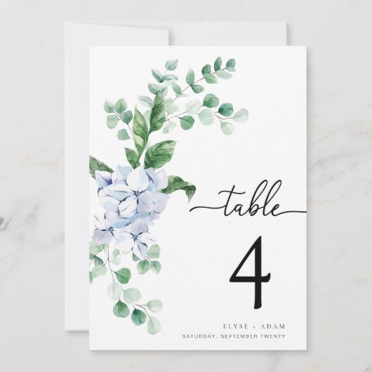 Ferras Blue Hydrangea Mariage Numéro de table (Dos)