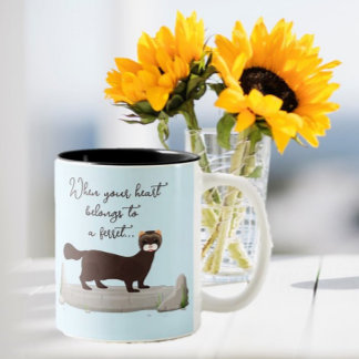 Ferret! Cute gift for ferret loving friend! Tweekleurige Koffiemok