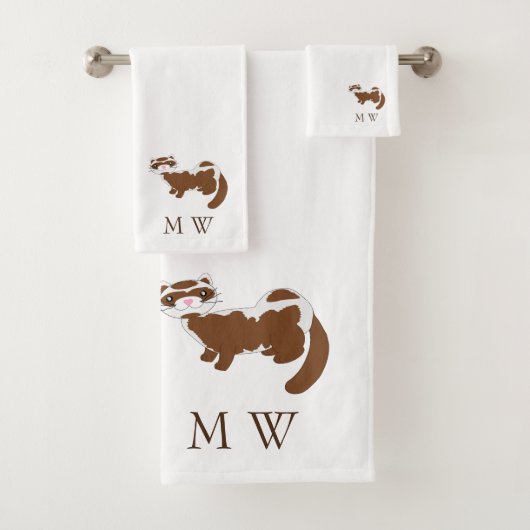 Ferret Design Monogrammed Bad Handdoek (Insitu)