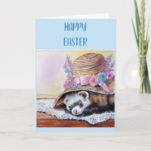 Ferret Easter Folded Greeting Card Kaart (Voorkant)