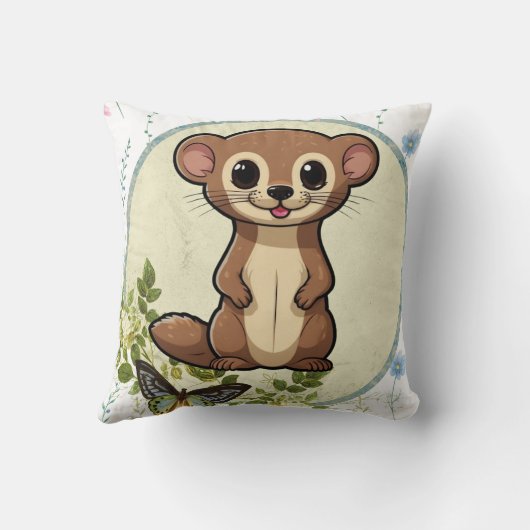 Ferret Floral Circle Print Kussen (Achterkant)