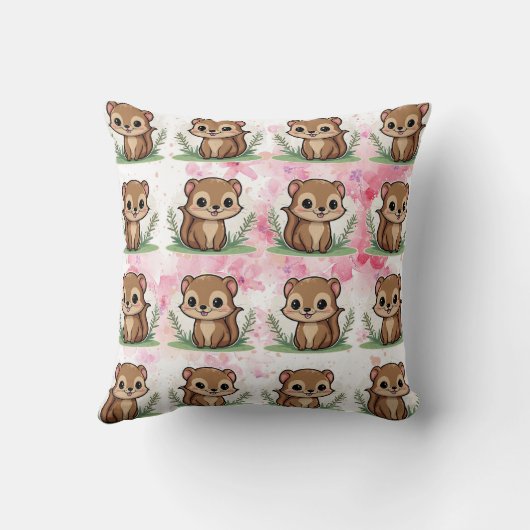 Ferret Floral  Pattern Kussen (Achterkant)