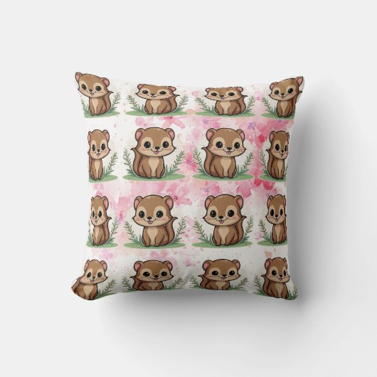 Ferret Floral  Pattern Kussen (Voorkant)