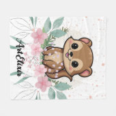 Ferret Floral  Print Fleece Deken (Voorkant (Horizontaal))