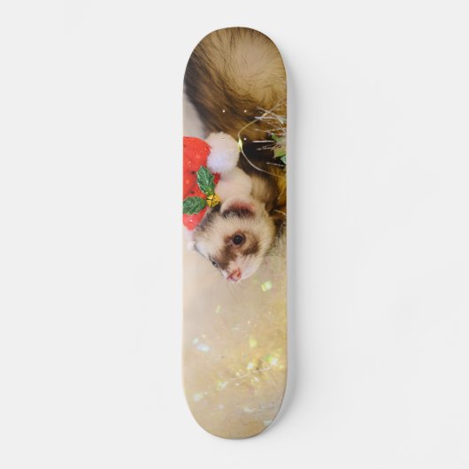 Ferret in Santa Hat Skateboard (Voorkant)