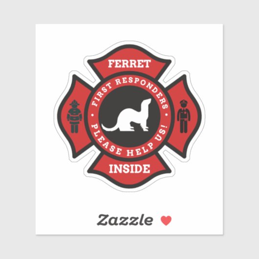 Ferret Inside Home Pet Alert for Fire Department Sticker (Vel)