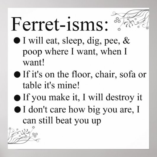 Ferret-ismen en -Gezegden afdrukken Poster (Voorkant)