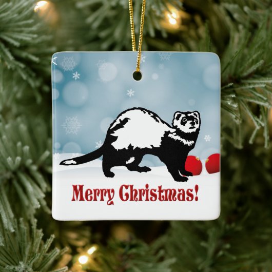 Ferret Kerstmis Keramisch Ornament (Boom)