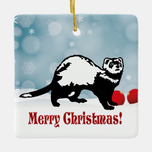 Ferret Kerstmis Keramisch Ornament (Voorkant)