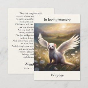 Ferret Memorial Gedicht Angel Wings Naam veld toev Bedankkaart