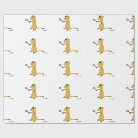 Ferret met een bloem inpakpapier (Vlak)