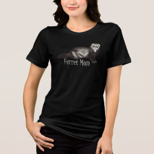 Ferret Mom Witte Lettering met Sable Ferret Tri-Blend Shirt