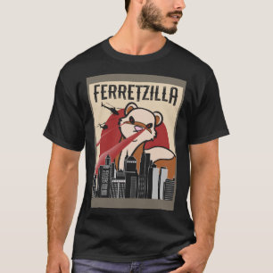 Ferret Monster Ferretzilla Aanval Japan Skyline T-shirt