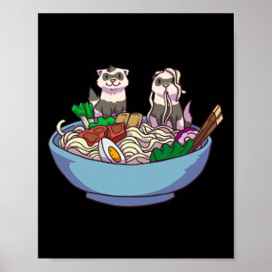 Ferret Ramen Noodles Anime Kawaii Japans Otaku G Poster