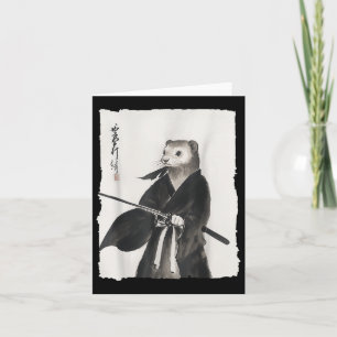 Ferret Samurai Janpanese  Warrior Art Anime Kaart
