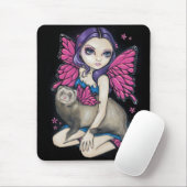"Ferret with Butterfly Wings" Mousepad Muismat (Met muis)
