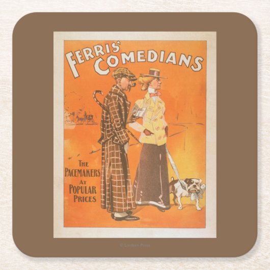Ferris Comedians "Pacemakers at Popular Price" Vierkante Kartonnen Onderzetter (Voorkant)