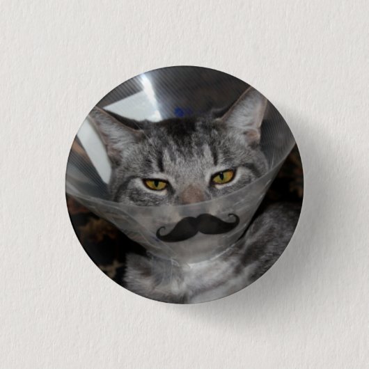 ferris mewler mustache knop ronde button 3,2 cm (Voorkant)