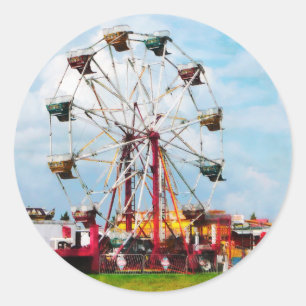 Ferris Wheel Against Blue Sky Ronde Sticker