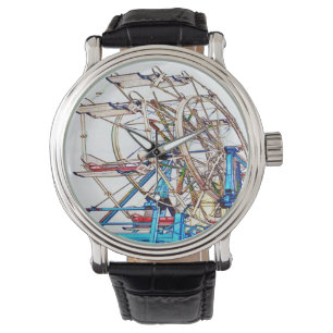 Ferris Wheel-Chalk Outline van Shirley Taylor Horloge