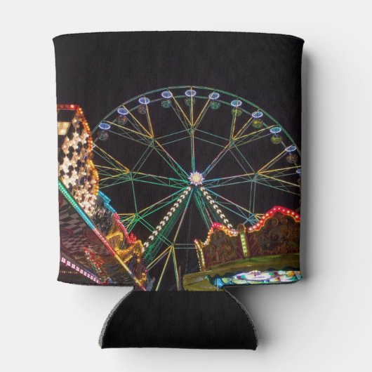 Ferris Wheel Funfair bij nacht aangepaste tekst Blikjeskoeler (Achterkant)