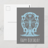 Ferris Wheel Hand Drawn Birthday Briefkaart (Voorkant / Achterkant)