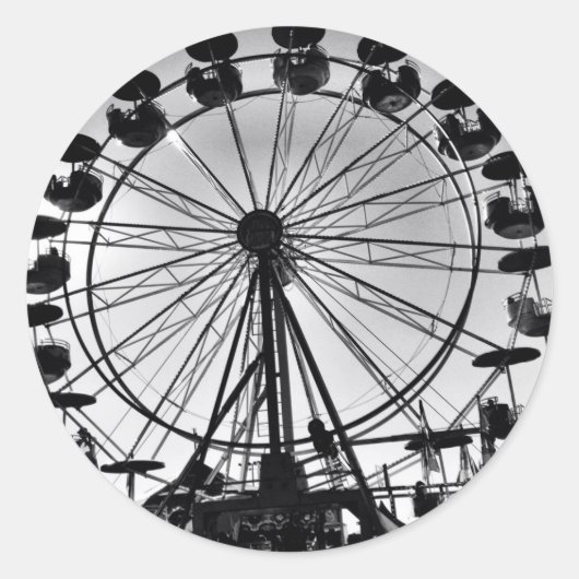 Ferris Wheel in Black en White Photo Gifts Ronde Sticker (Voorkant)