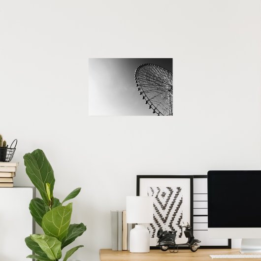 Ferris Wheel in zwart en wit Poster (Thuiskantoor)