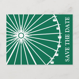Ferris Wheel Save the Date Briefkaarten (groen)
