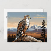 Ferruginous Hawk op rots Briefkaart (Voorkant / Achterkant)