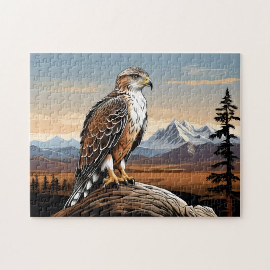 Ferruginous Hawk op rots Legpuzzel (Horizontaal)