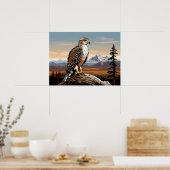 Ferruginous Hawk op rots Poster (Keuken)