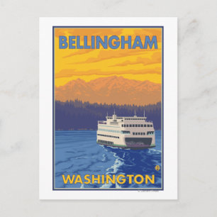 Ferry and Mountains - Bellingham, Washington Briefkaart