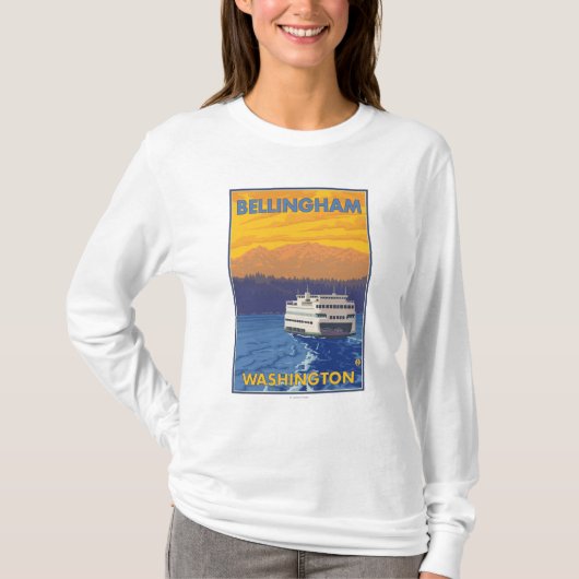 Ferry and Mountains - Bellingham, Washington T-shirt (Voorkant)