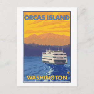 Ferry and Mountains - Orcas Island, Washington Briefkaart