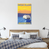 Ferry and Mountains - Orcas Island, Washington Canvas Afdruk (Insitu (Slaapkamer))