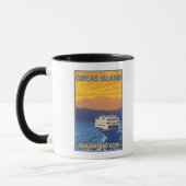 Ferry and Mountains - Orcas Island, Washington Mok (Links)