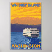 Ferry and Mountains - Whidbey Island, Washington Poster (Voorkant)