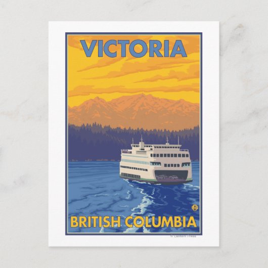 Ferry en Mountains - Victoria, BC Canada Briefkaart (Voorkant)