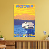 Ferry en Mountains - Victoria, BC Canada Canvas Afdruk (Insitu (Woonkamer))